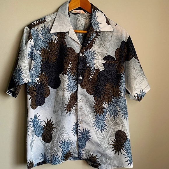 Sears Vintage Hawaii Men's Tropical Hawaiian Pineapple Short Sleeve Button Shirt - Picture 1 of 8